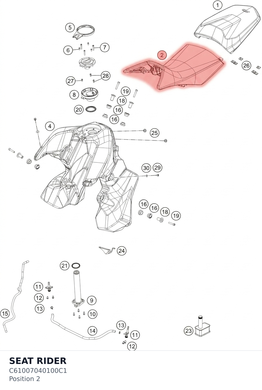 Diagram preview: SEAT RIDER (C61007040100C1)