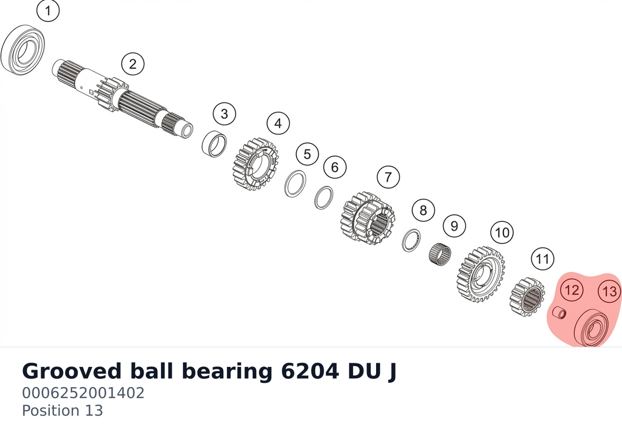 Diagram preview: Grooved ball bearing 6204 DU J (0006252001402)
