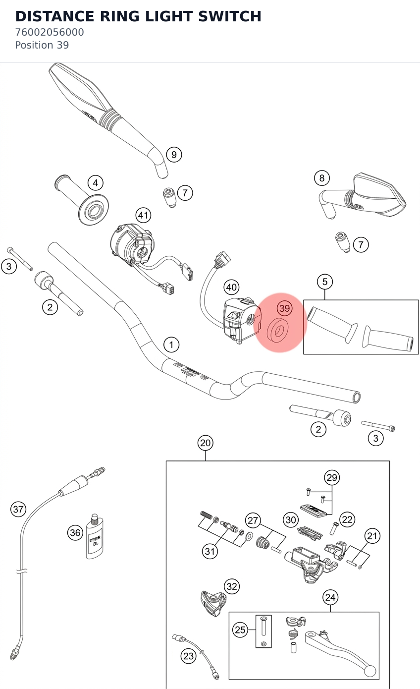 Diagram preview: DISTANCE RING LIGHT SWITCH (76002056000)