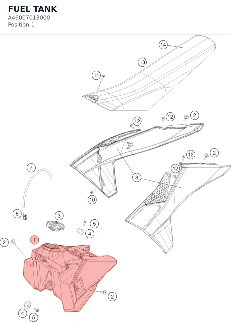 Diagram preview: FUEL TANK (A46007013000)