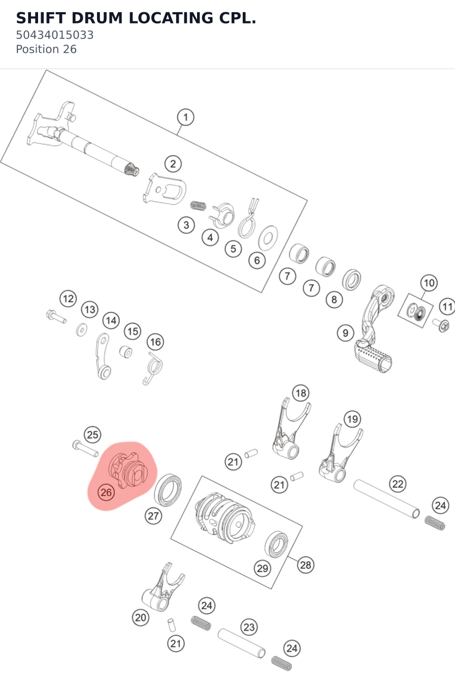 Diagram preview: SHIFT DRUM LOCATING CPL. (50434015033)
