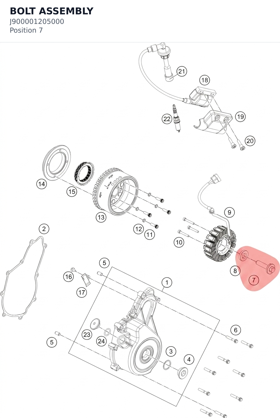 Diagram preview: BOLT ASSEMBLY (J900001205000)