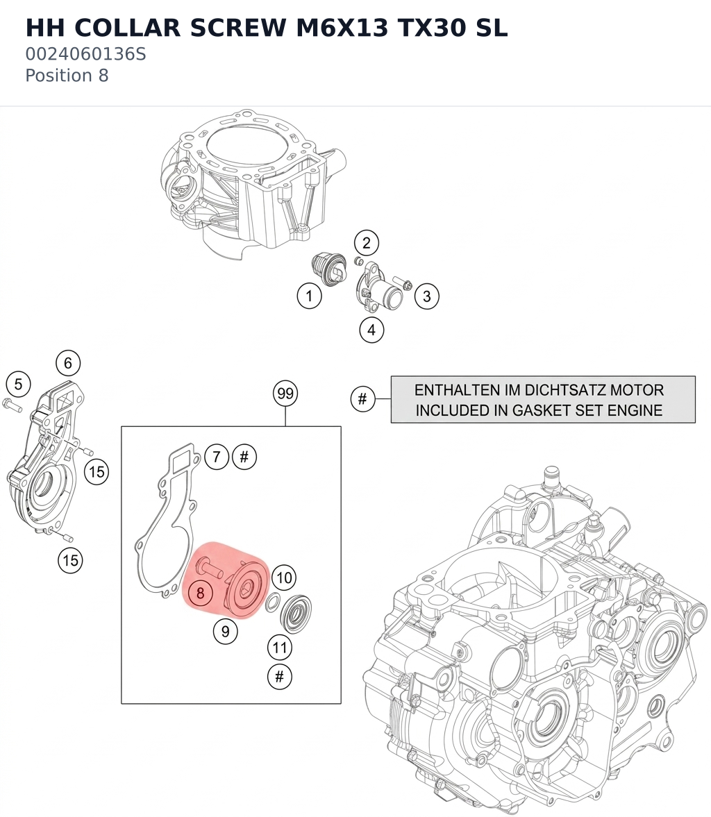 Diagram preview: HH COLLAR SCREW M6X13 TX30 SL (0024060136S)