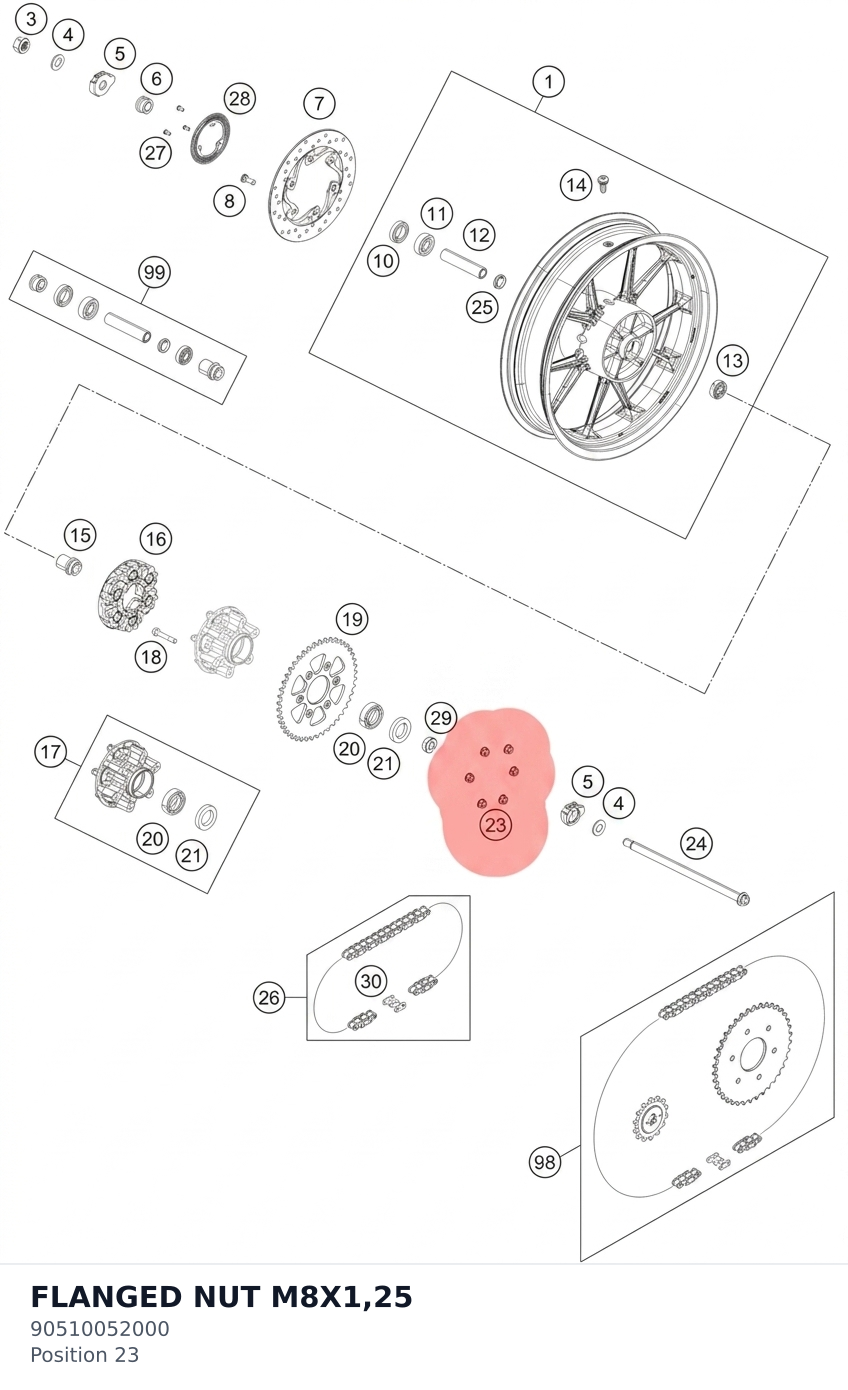 Diagram preview: FLANGED NUT M8X1,25 (90510052000)