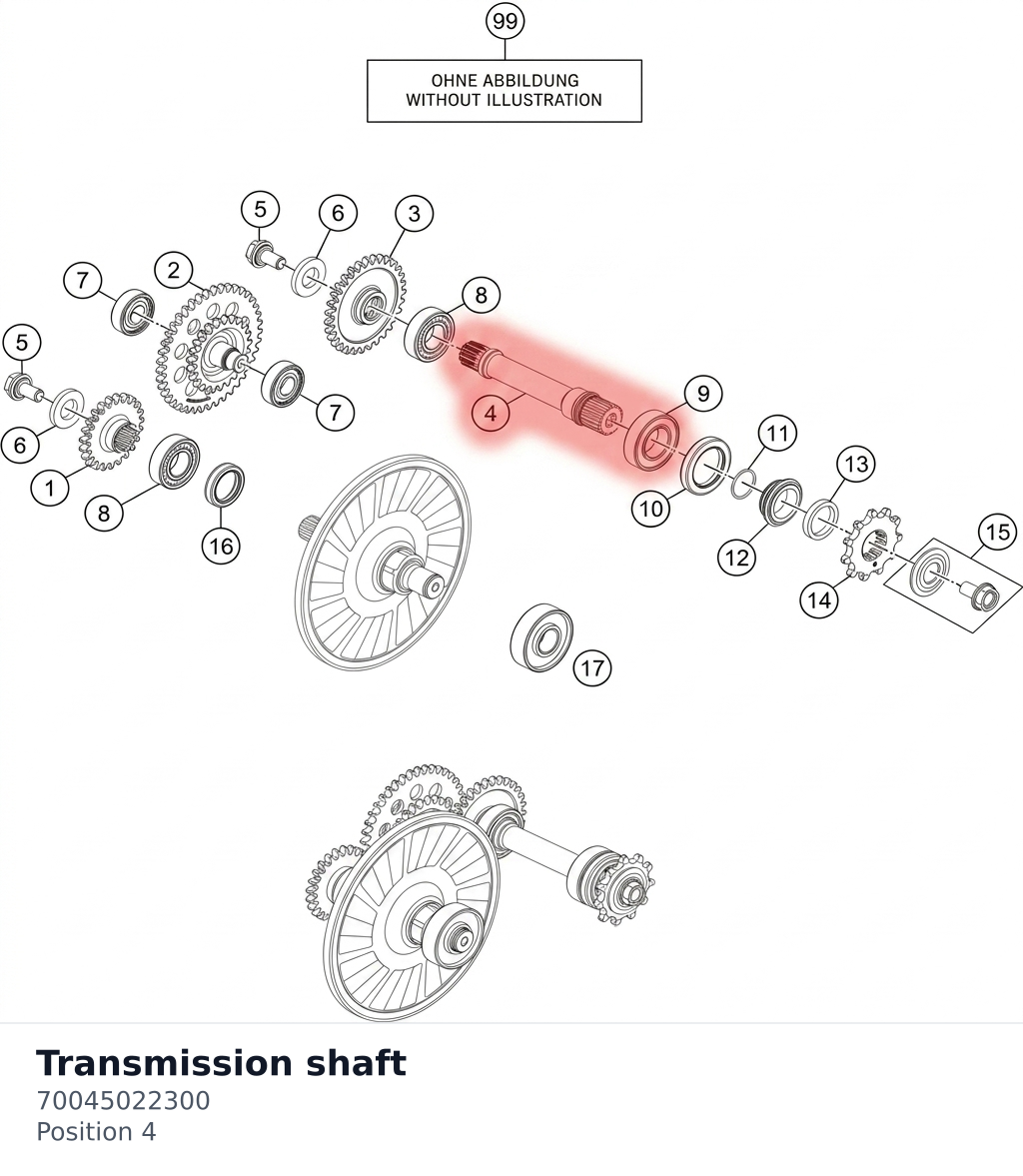 Diagram preview: Transmission shaft (70045022300)