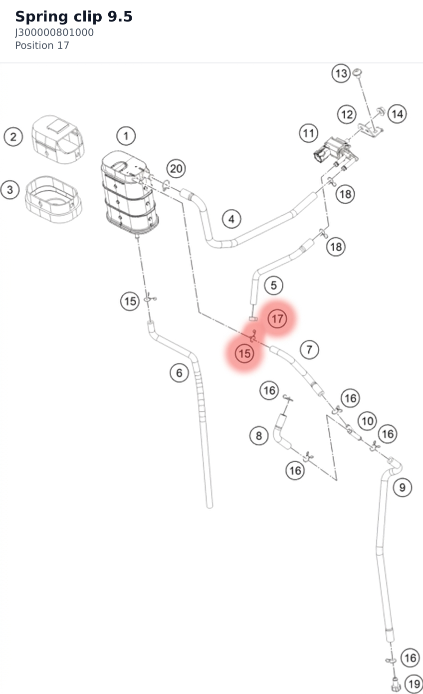 Diagram preview: Spring clip 9.5 (J300000801000)