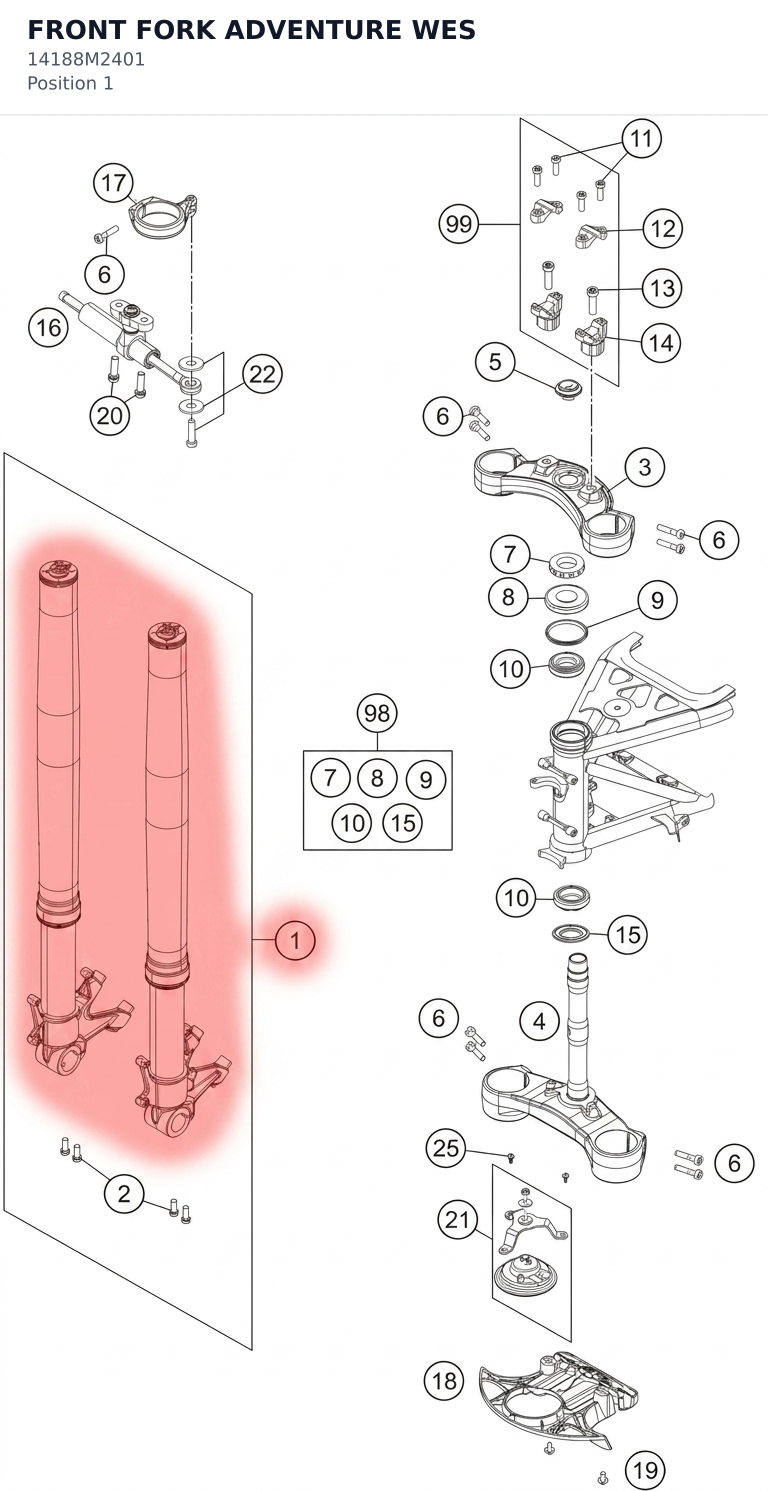 Diagram preview: FRONT FORK ADVENTURE WES (14188M2401)