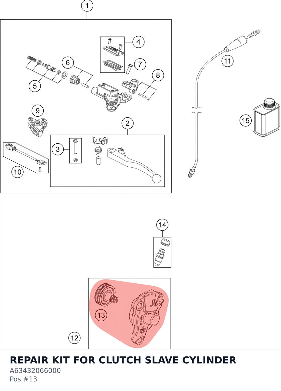 Diagram preview: REPAIR KIT FOR CLUTCH SLAVE CYLINDER (A63432066000)