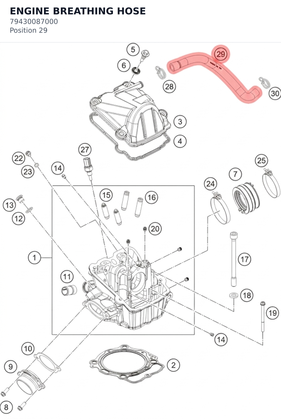 Diagram preview: ENGINE BREATHING HOSE (79430087000)