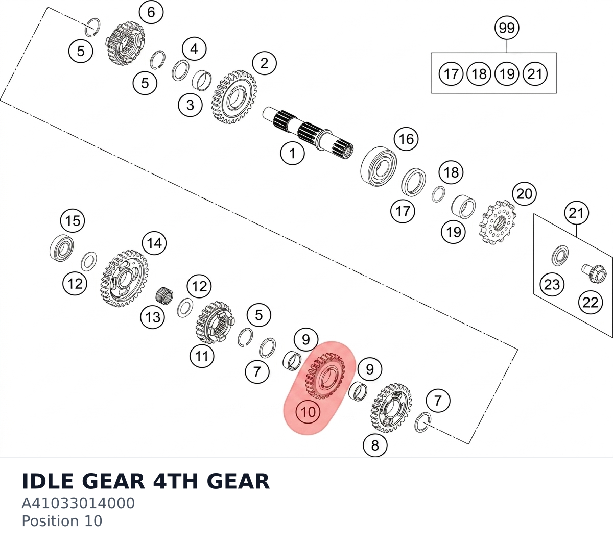 Diagram preview: IDLE GEAR 4TH GEAR (A41033014000)