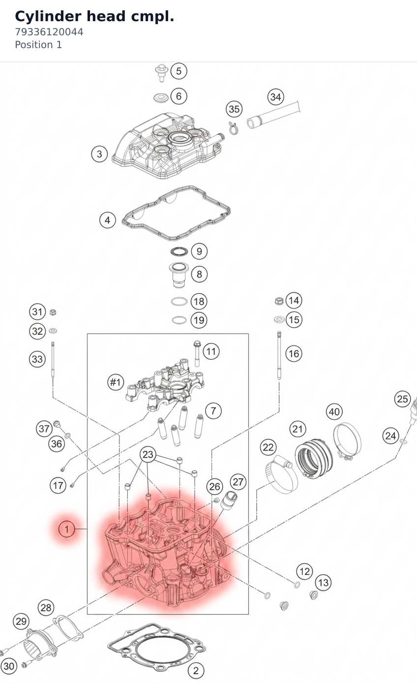 Diagram preview: Cylinder head cmpl. (79336120044)