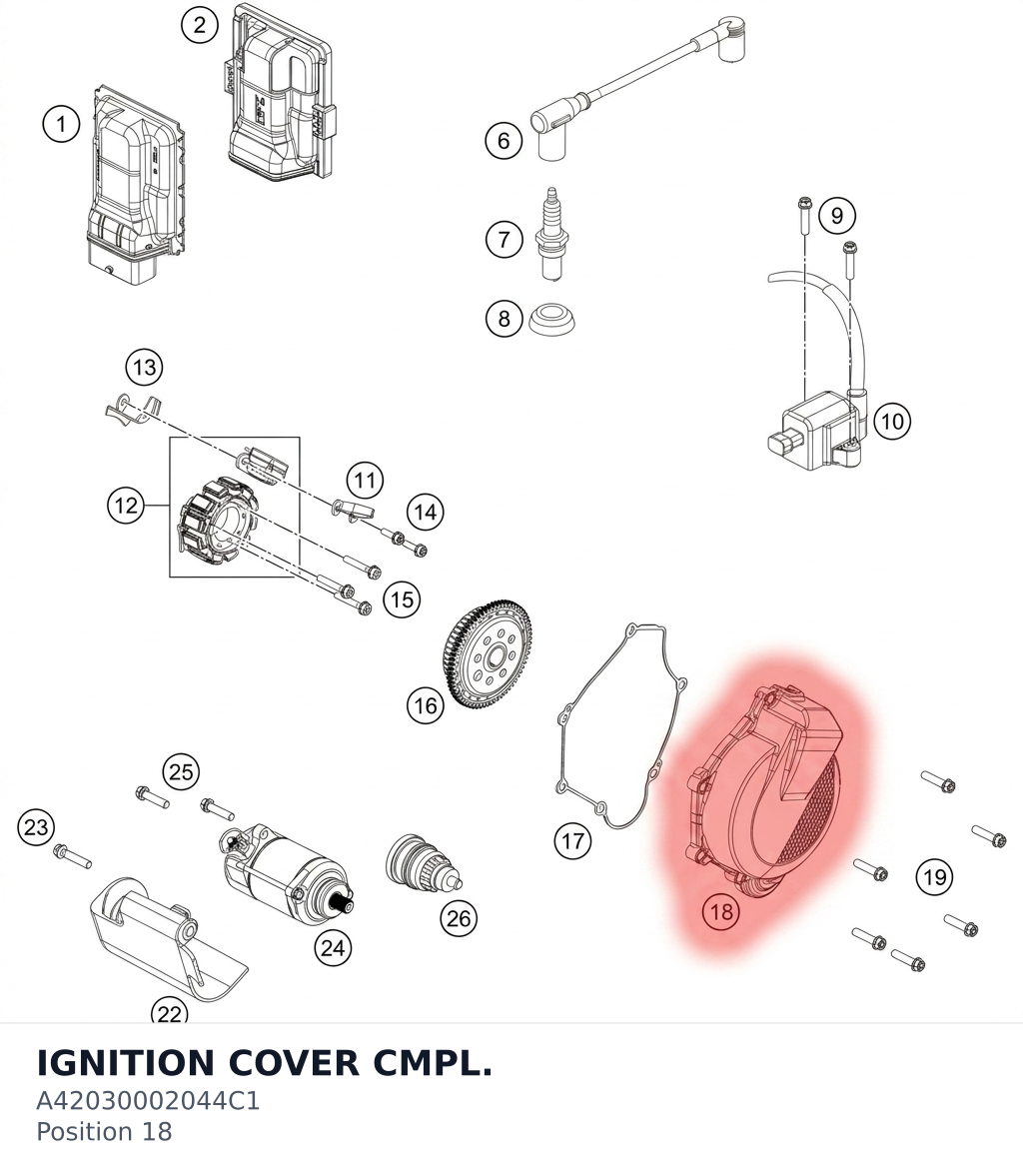 Diagram preview: IGNITION COVER CMPL. (A42030002044C1)