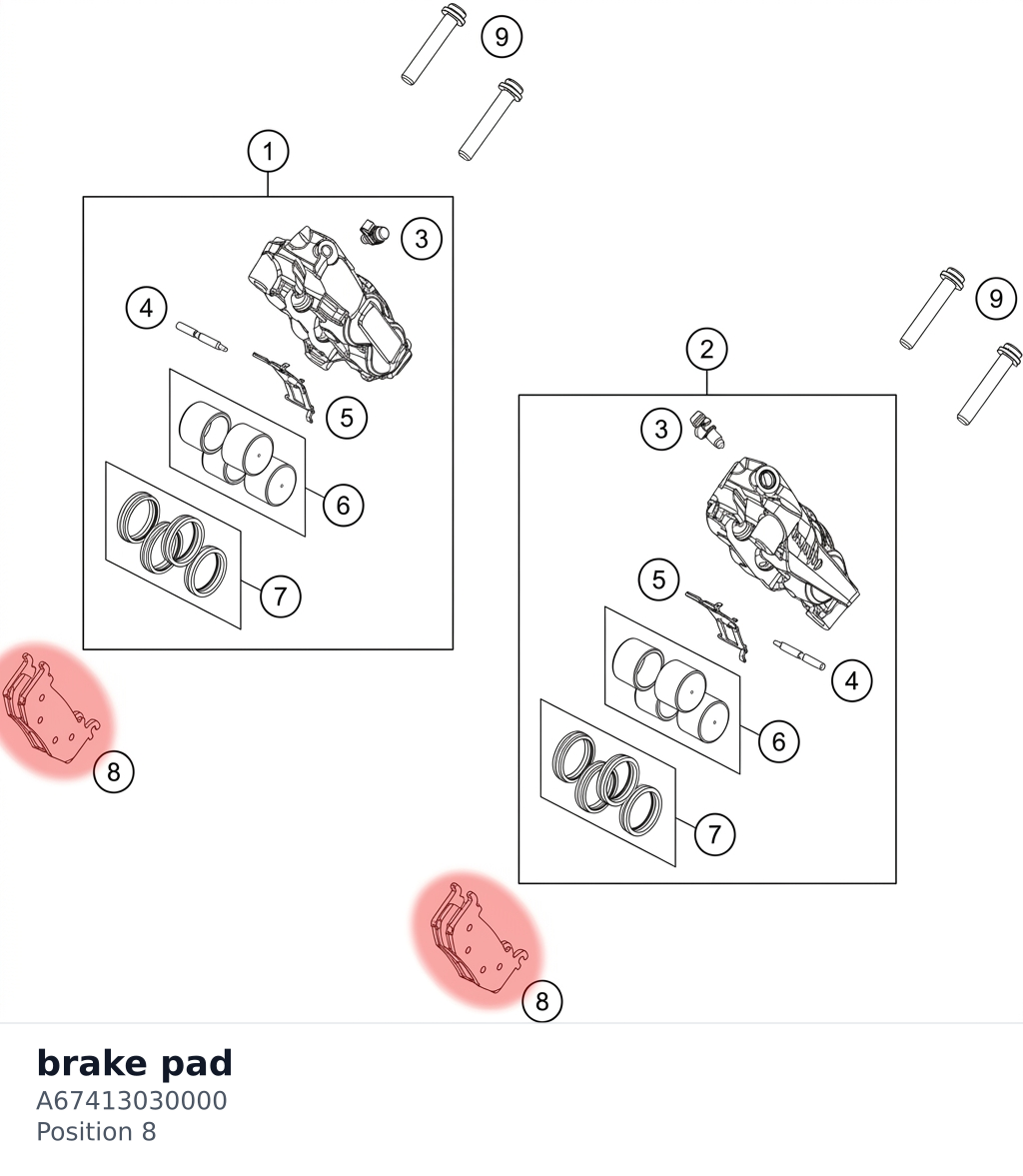 Diagram preview: brake pad (A67413030000)