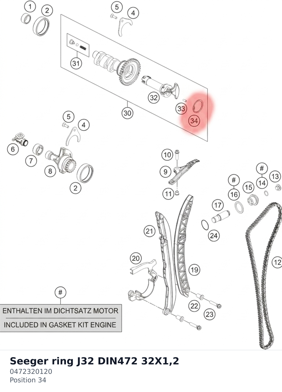 Diagram preview: Seeger ring J32 DIN472 32X1,2 (0472320120)