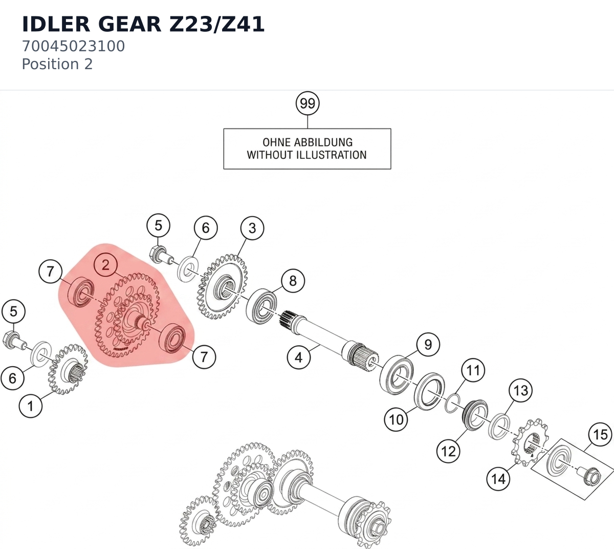 Diagram preview: IDLER GEAR Z23/Z41 (70045023100)