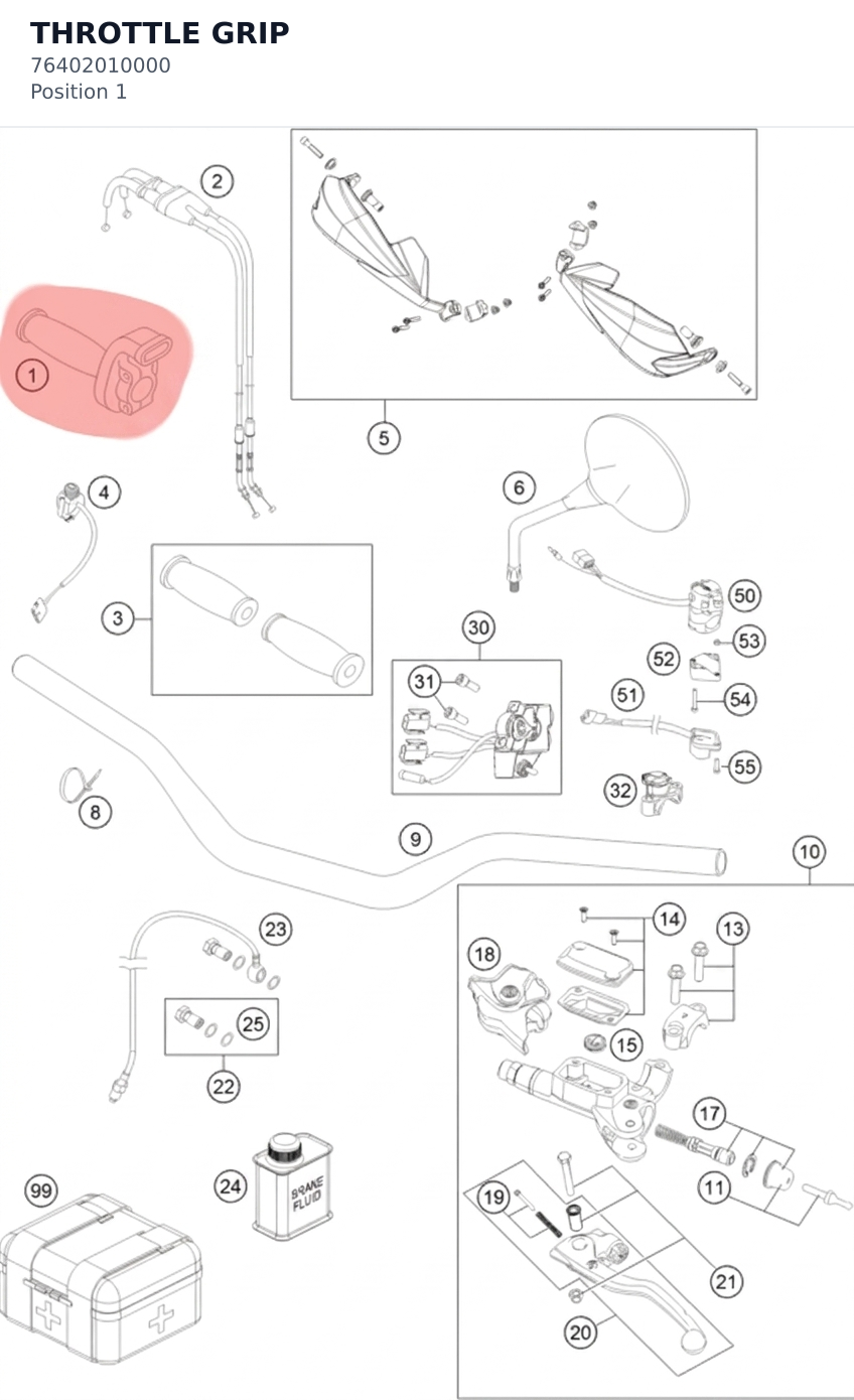 Diagram preview: THROTTLE GRIP (76402010000)