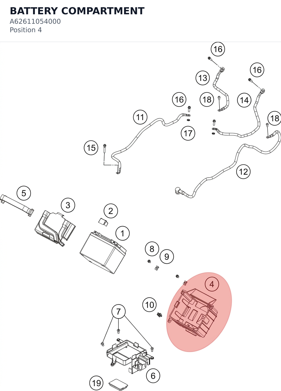 Diagram preview: BATTERY COMPARTMENT (A62611054000)