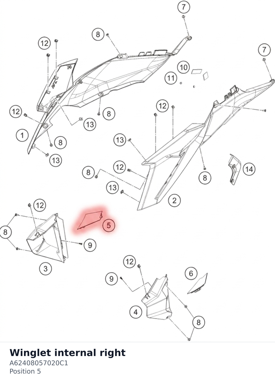 Diagram preview: Winglet internal right (A62408057020C1)