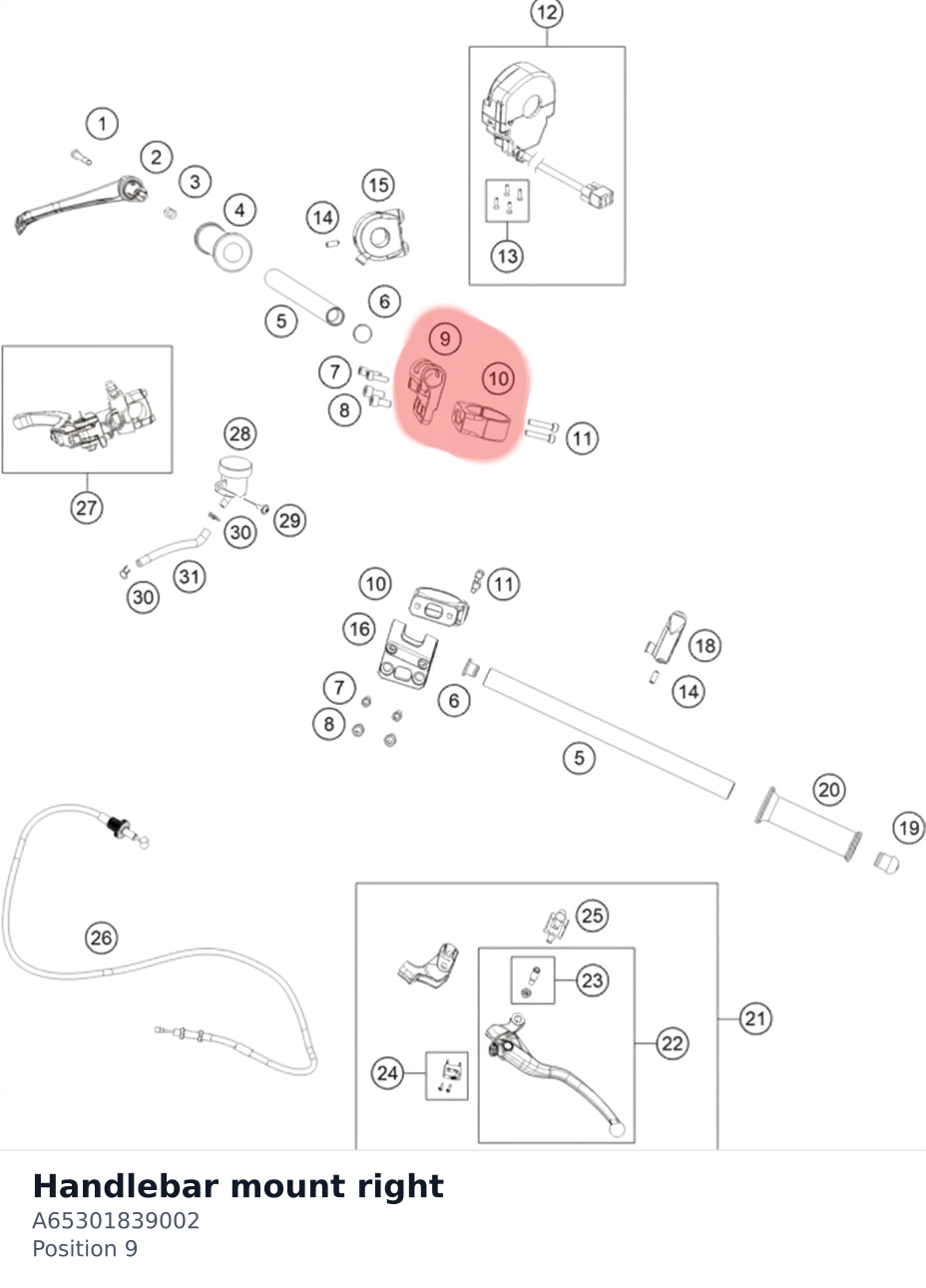 Diagram preview: Handlebar mount right (A65301839002)