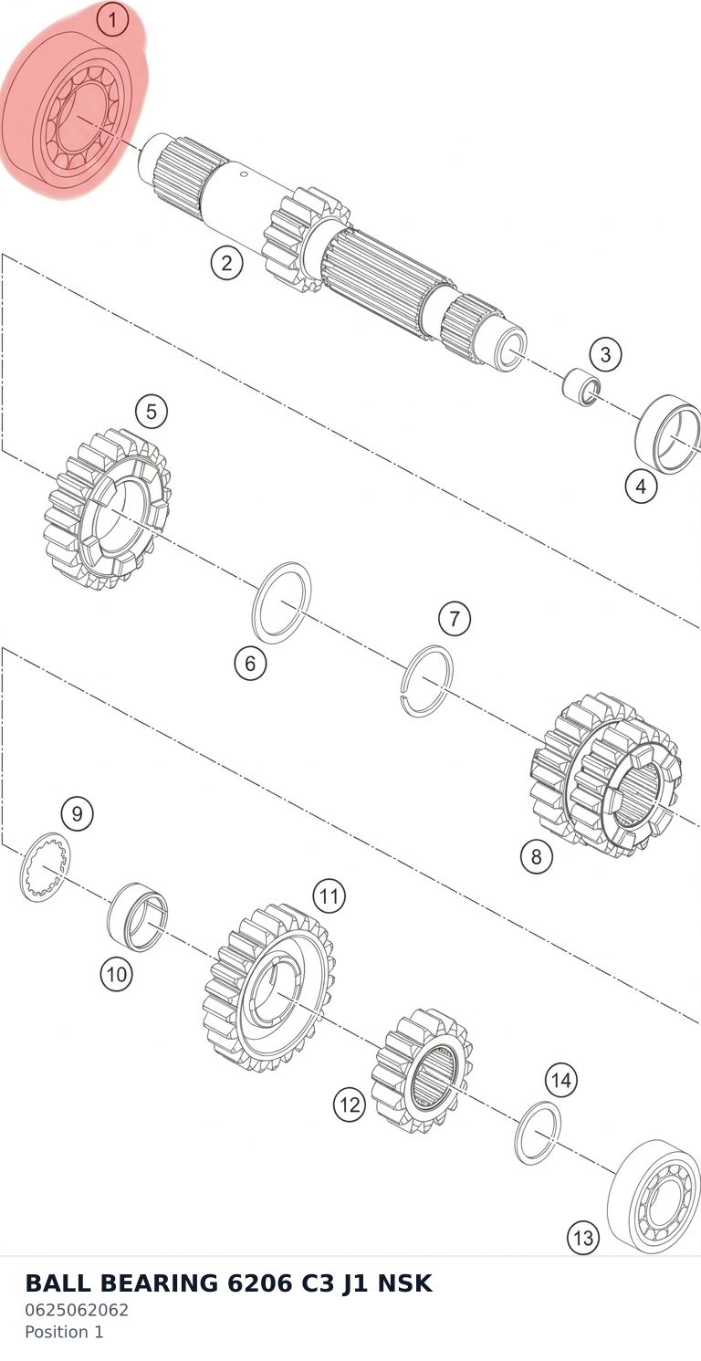 Diagram preview: BALL BEARING 6206 C3 J1 NSK (0625062062)