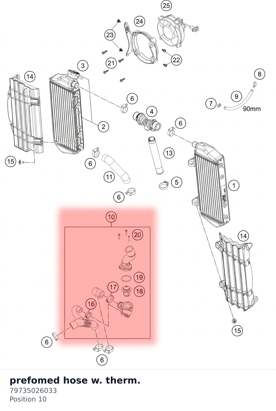 Diagram preview: prefomed hose w. therm. (79735026033)