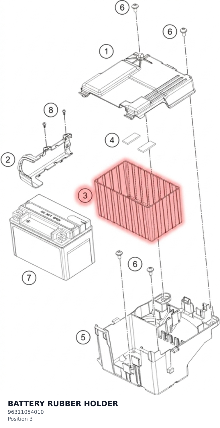 Diagram preview: BATTERY RUBBER HOLDER (96311054010)