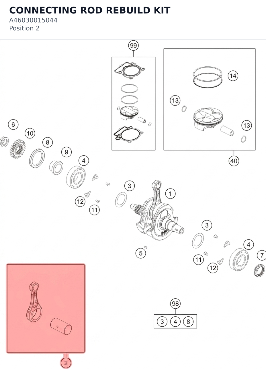 Diagram preview: CONNECTING ROD REBUILD KIT (A46030015044)
