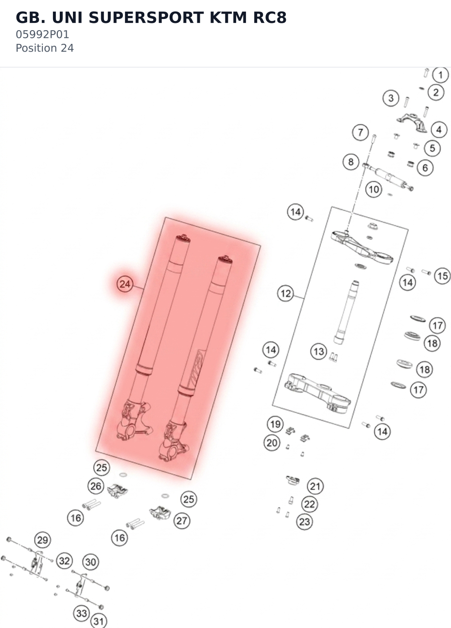 Diagram preview: GB. UNI SUPERSPORT KTM RC8 (05992P01)
