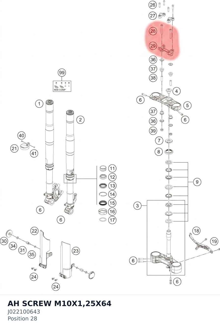 Diagram preview: AH SCREW M10X1,25X64 (J022100643)