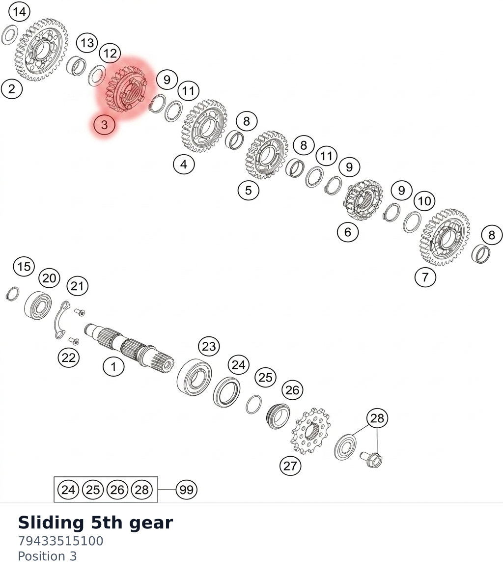 Diagram preview: Sliding 5th gear (79433515100)