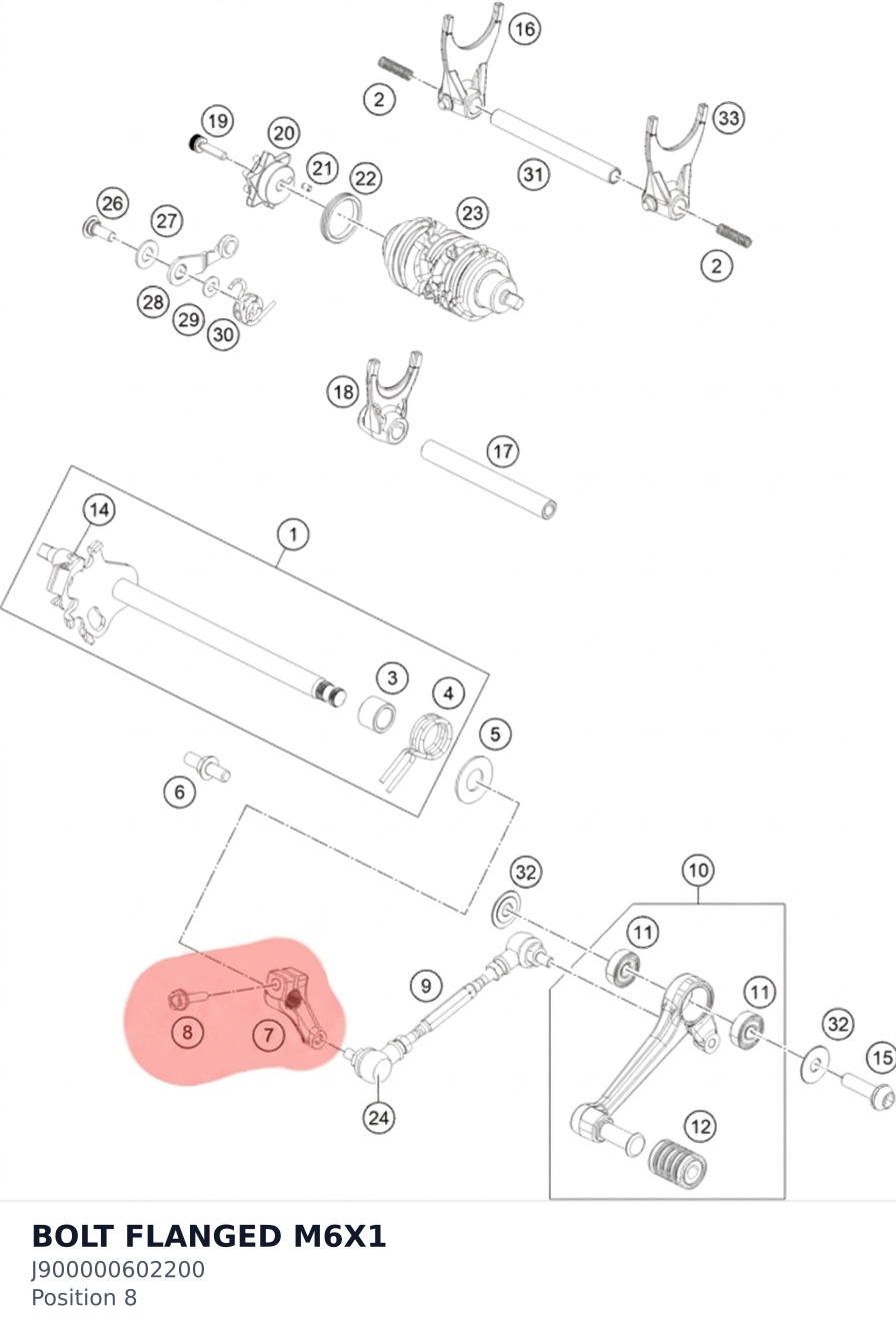 Diagram preview: BOLT FLANGED M6X1 (J900000602200)