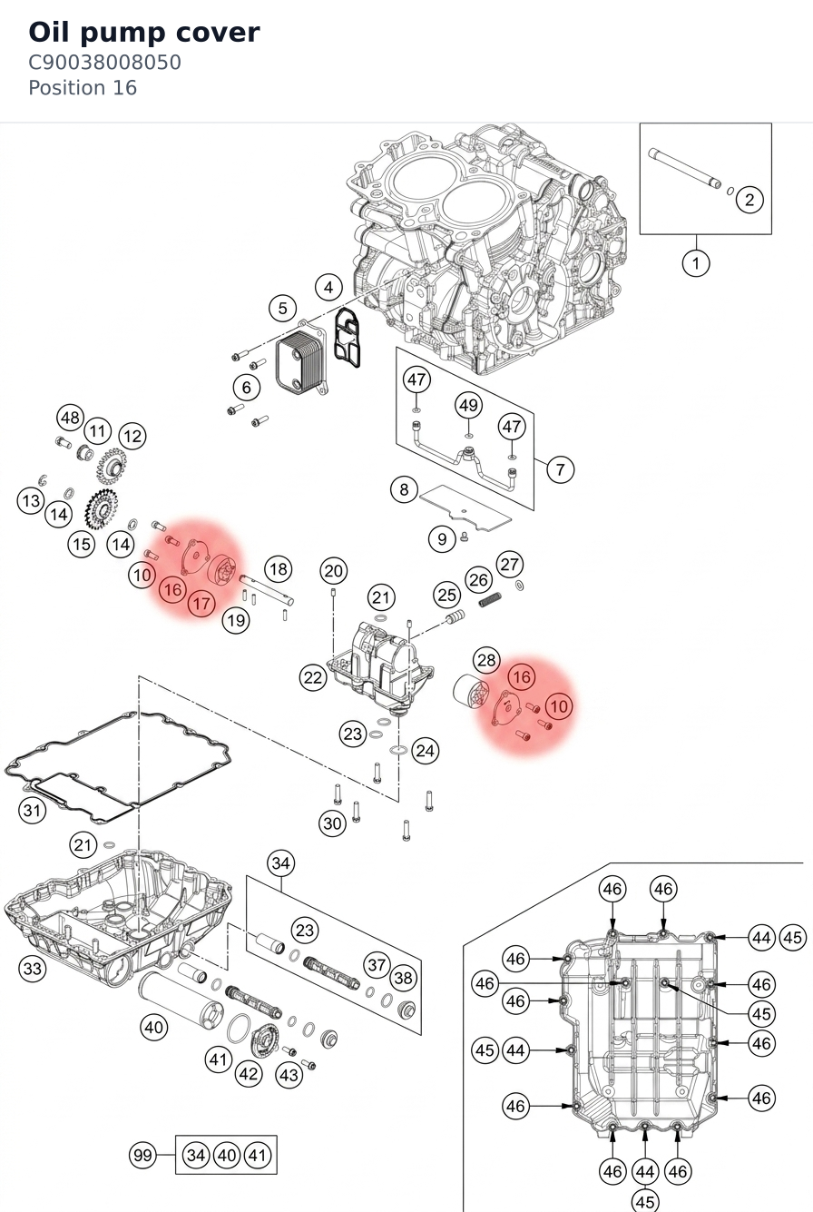 Diagram preview: Oil pump cover (C90038008050)