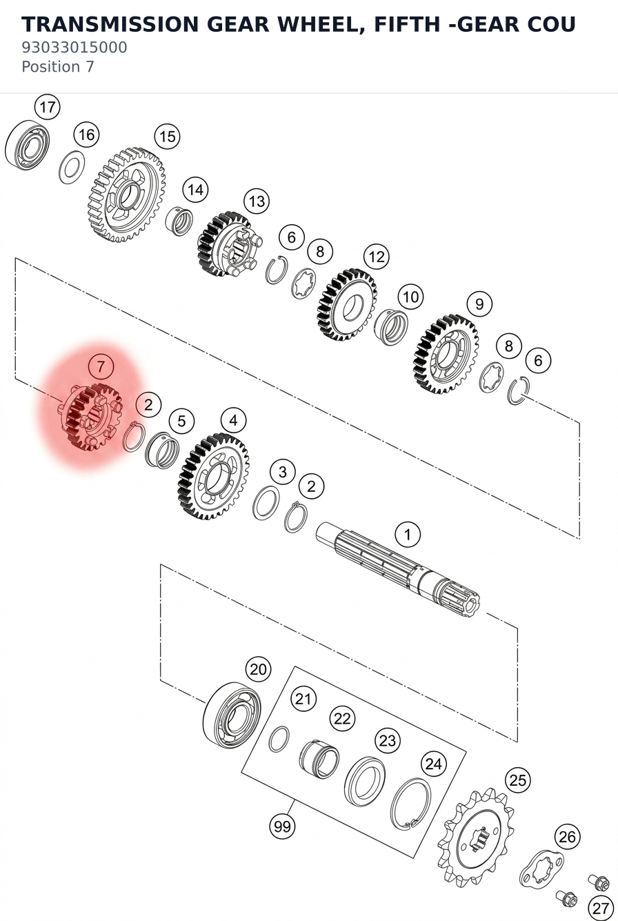 Diagram preview: TRANSMISSION GEAR WHEEL, FIFTH -GEAR COU (93033015000)