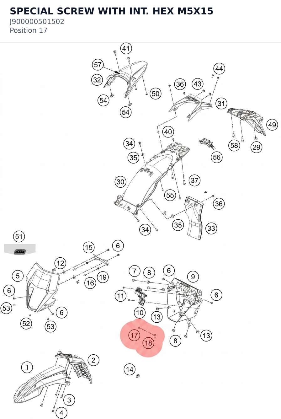 Diagram preview: SPECIAL SCREW WITH INT. HEX M5X15 (J900000501502)