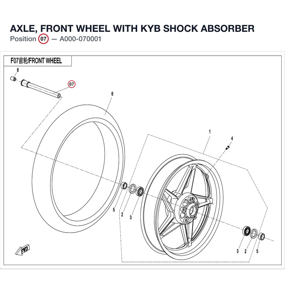 AXLE, FRONT WHEEL product image
