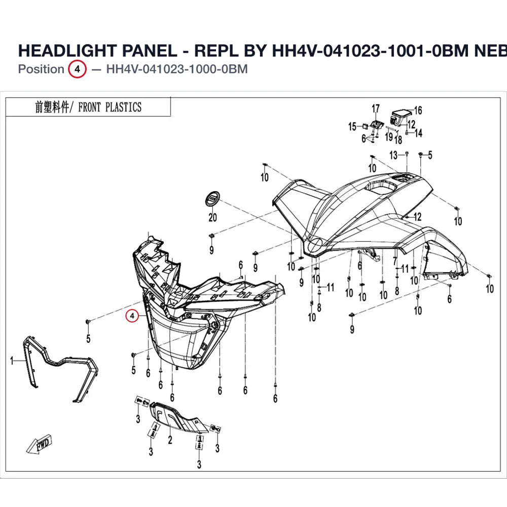 HEADLIGHT PANEL - REPL BY HH4V-041023-1001-0BM product image