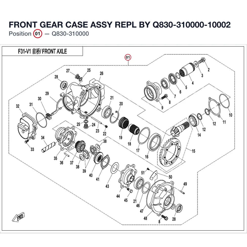 FRONT GEAR CASE ASSY REPL BY Q830-310000-10002 product image