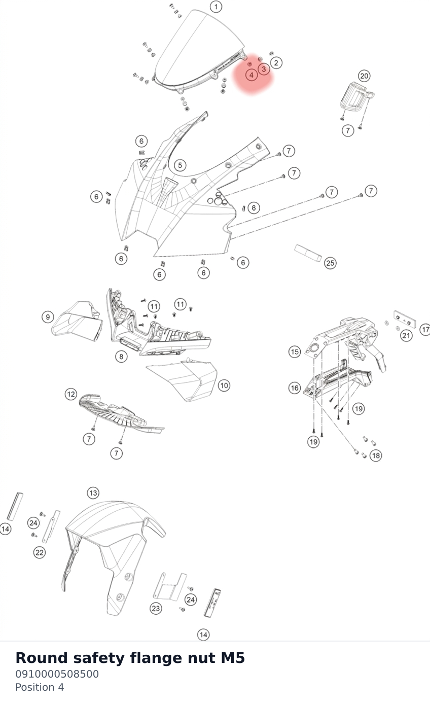 Diagram preview: Round safety flange nut M5 (0910000508500)
