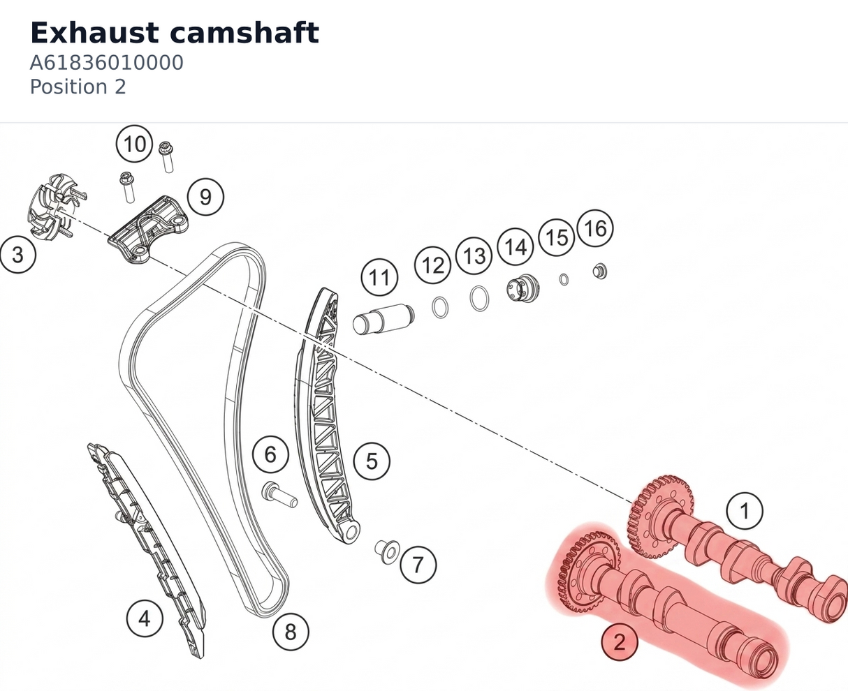 Diagram preview: Exhaust camshaft (A61836010000)