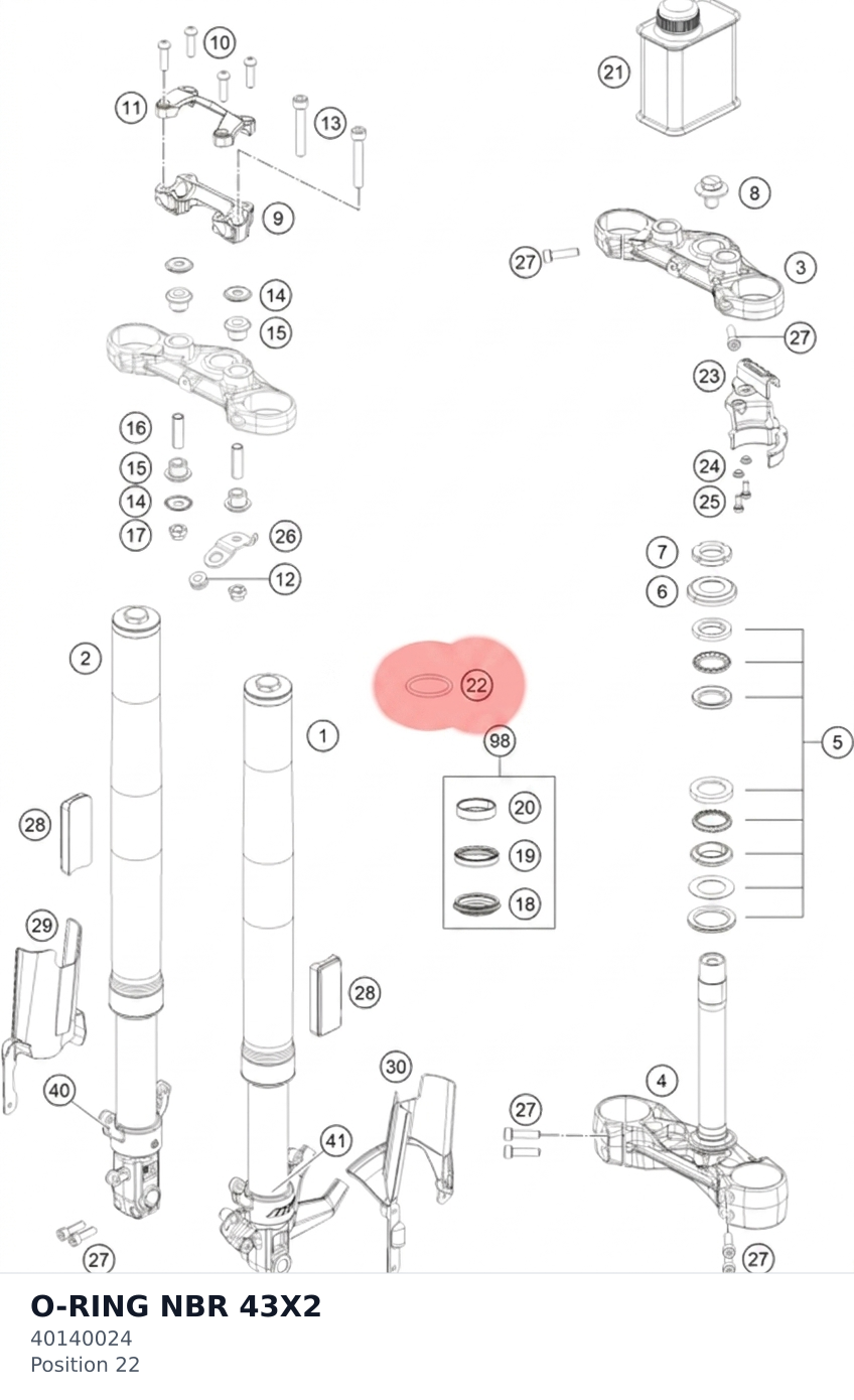 Diagram preview: O-RING NBR 43X2 (40140024)