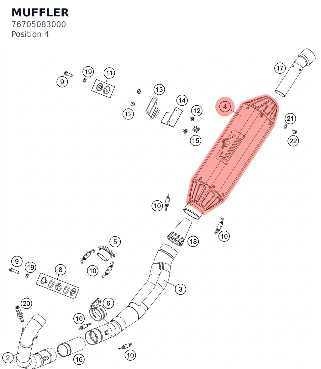 Diagram preview: MUFFLER (76705083000)
