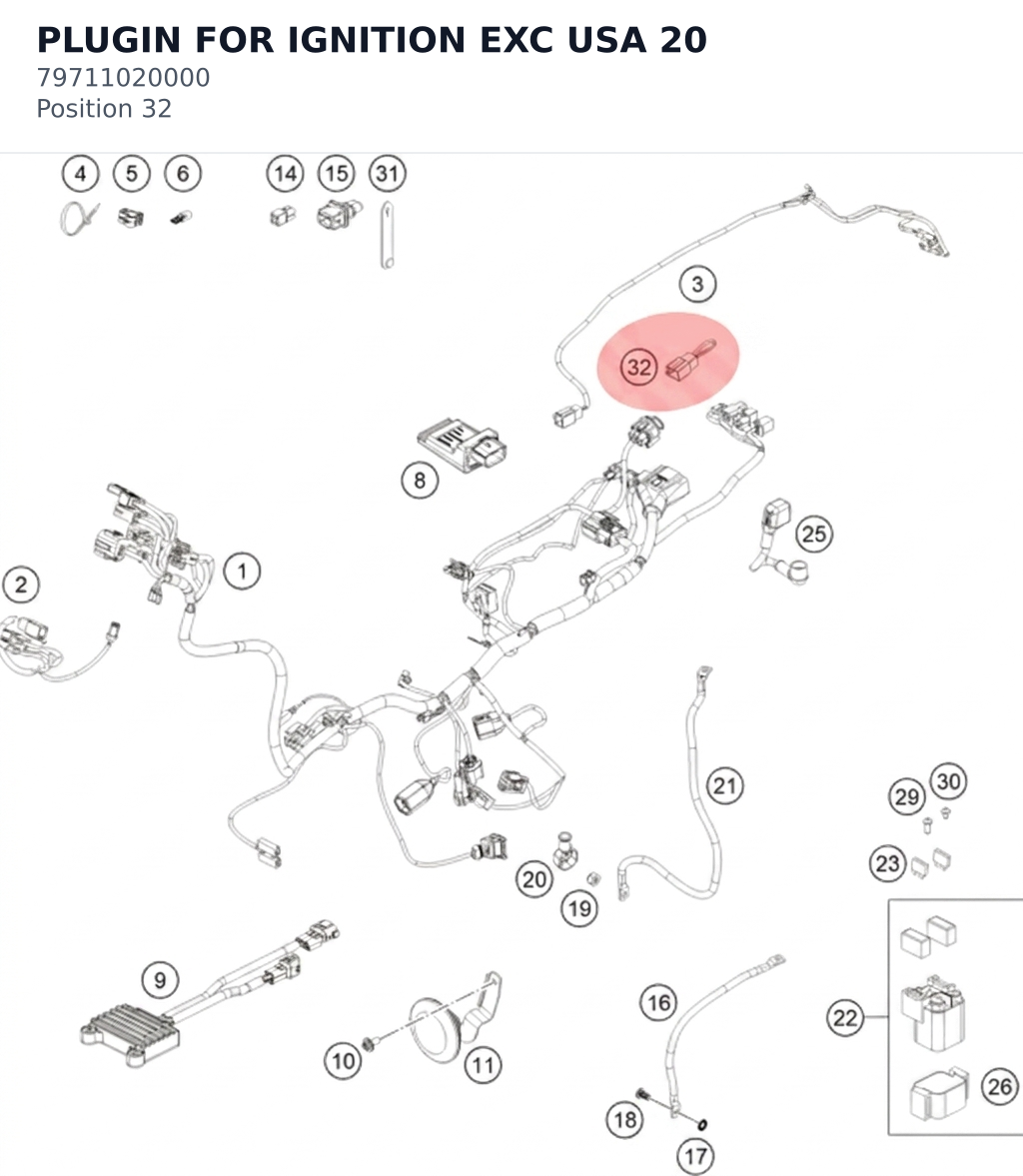 Diagram preview: PLUGIN FOR IGNITION EXC USA 20 (79711020000)