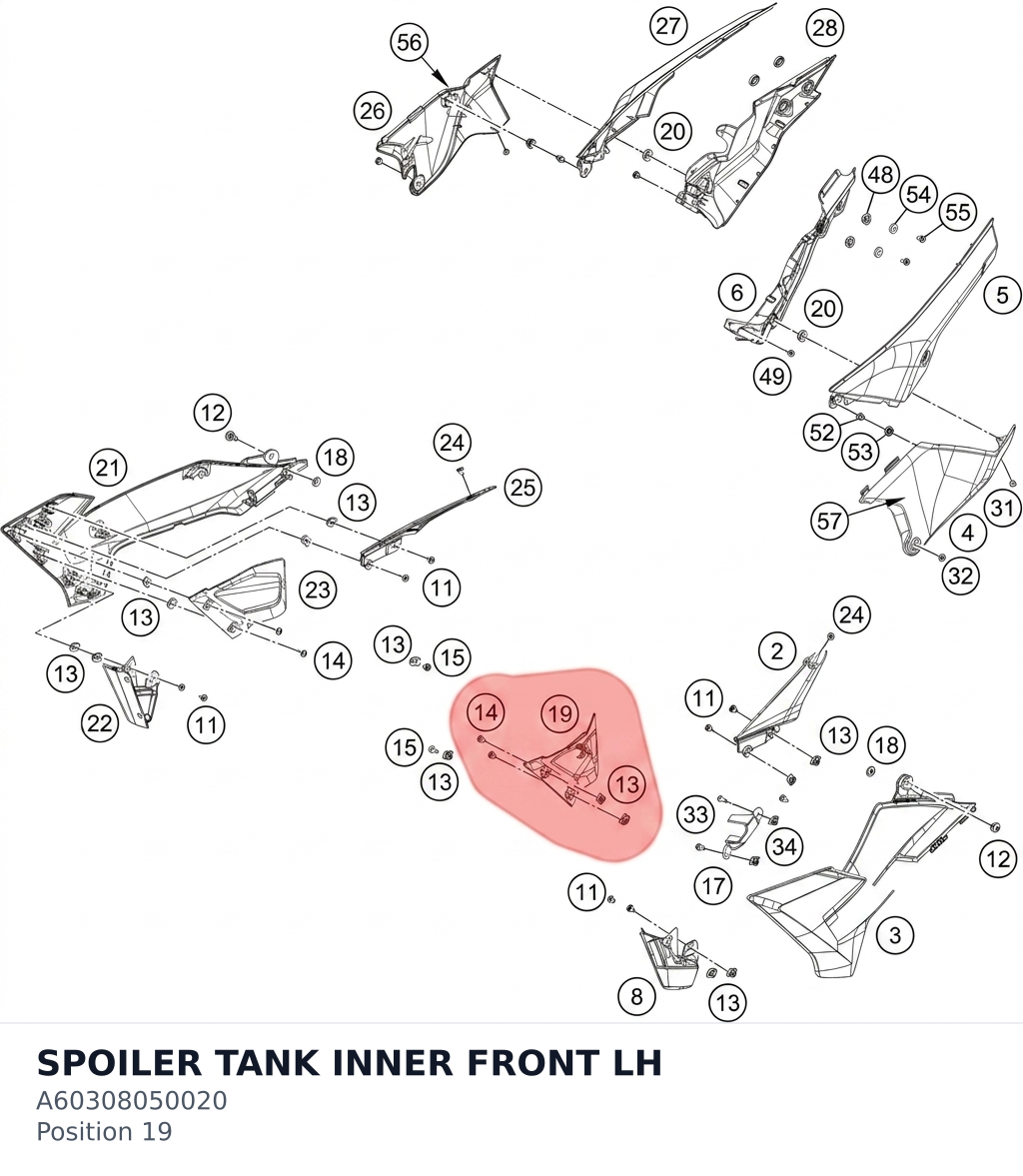 Diagram preview: SPOILER TANK INNER FRONT LH (A60308050020)
