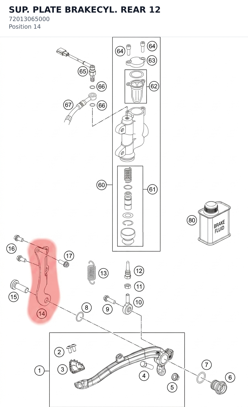 Diagram preview: SUP. PLATE BRAKECYL. REAR 12 (72013065000)
