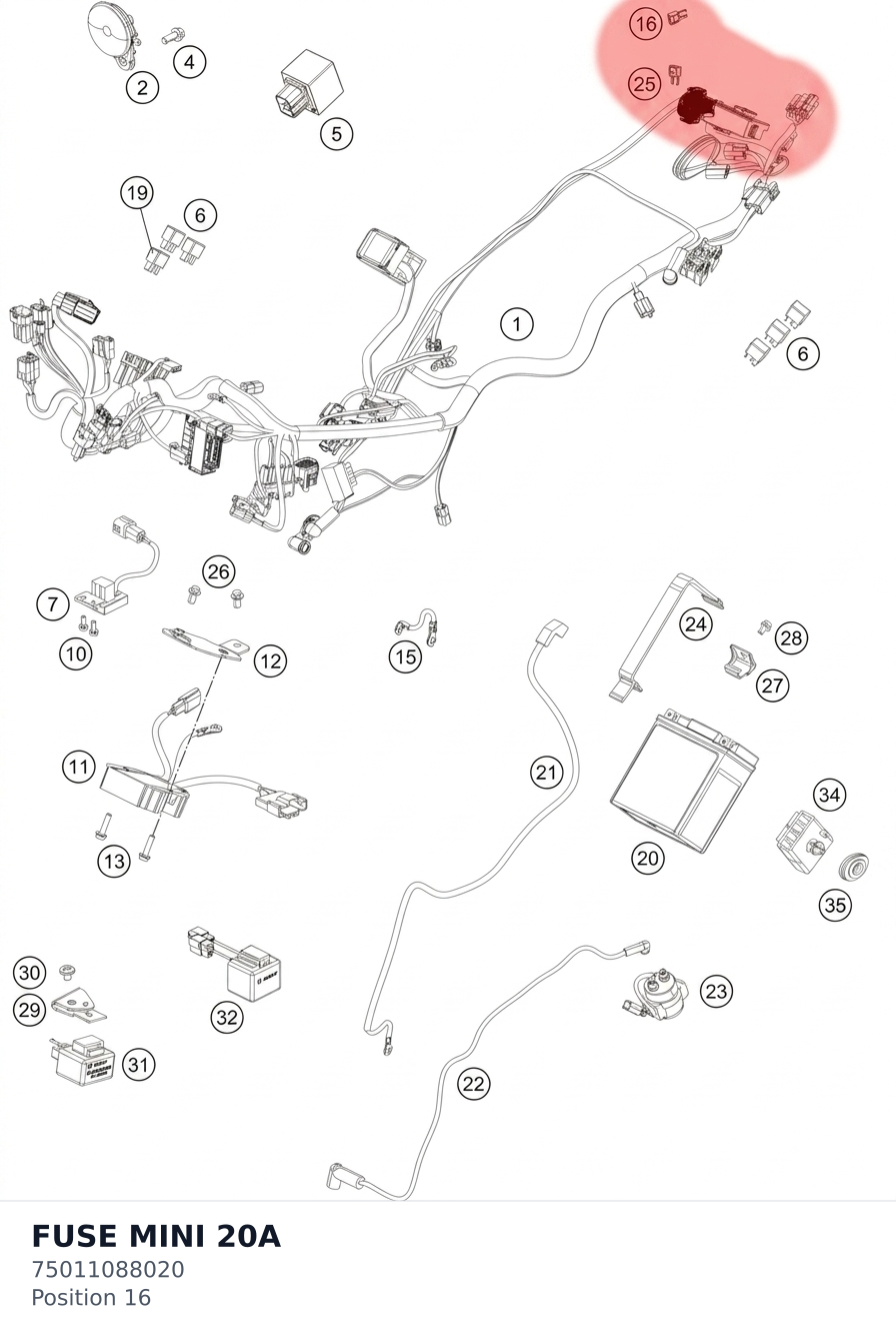 Diagram preview: FUSE MINI 20A (75011088020)