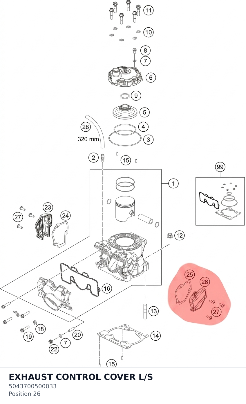 Diagram preview: EXHAUST CONTROL COVER L/S (5043700500033)