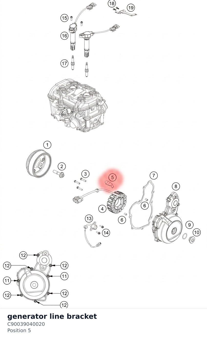 Diagram preview: generator line bracket (C90039040020)