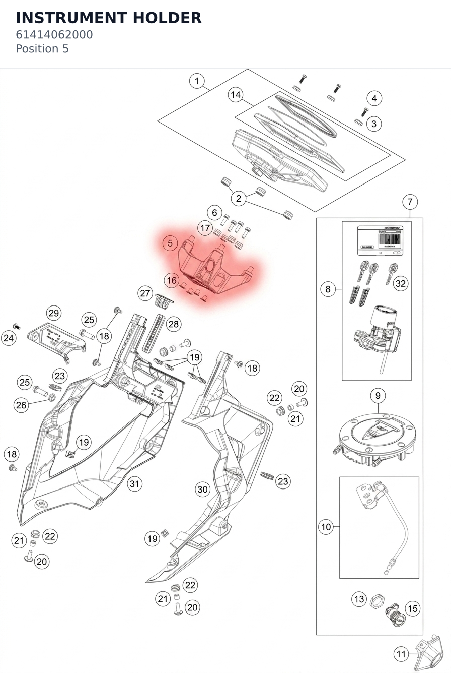 Diagram preview: INSTRUMENT HOLDER (61414062000)
