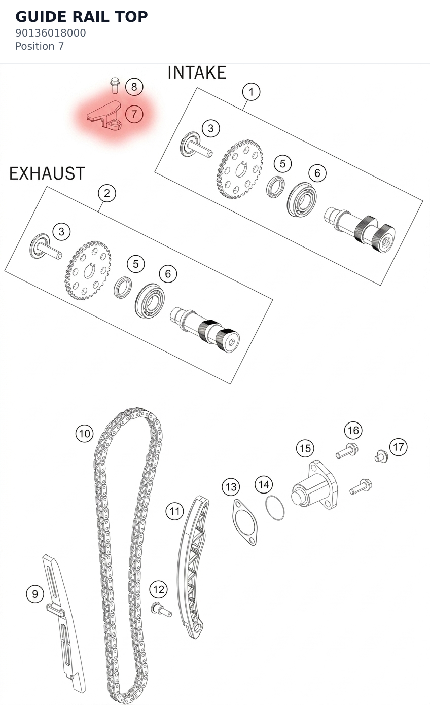 Diagram preview: GUIDE RAIL TOP (90136018000)