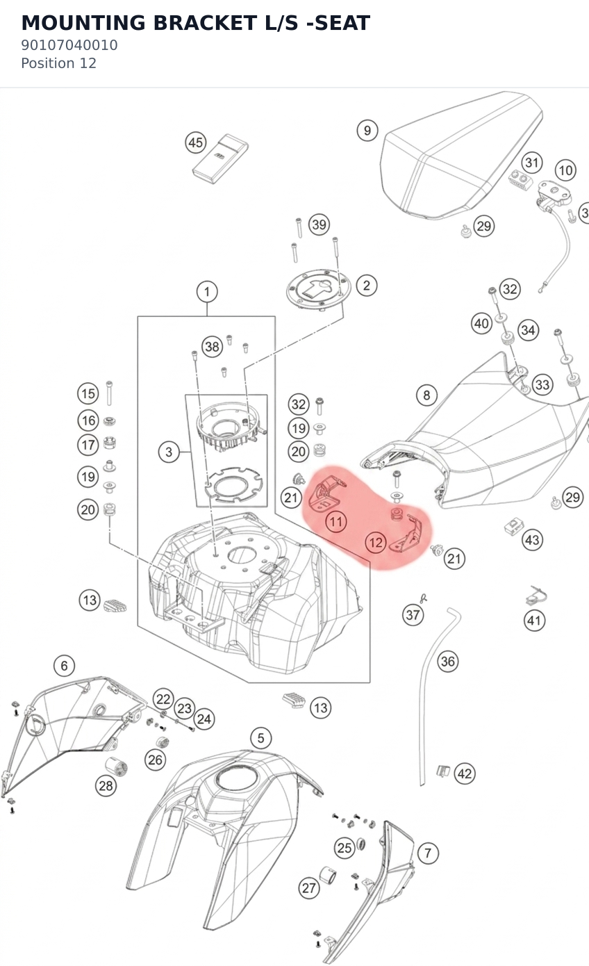 Diagram preview: MOUNTING BRACKET L/S -SEAT (90107040010)